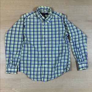 Brooks Brothers Blue& Yellow Plaid Button Down Long Sleeve Shirt 100% Cotton